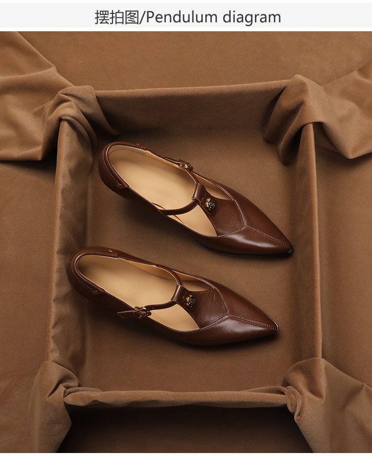 Vintage And Collectible - Damskie buty Mary Jane ze szpiczastym