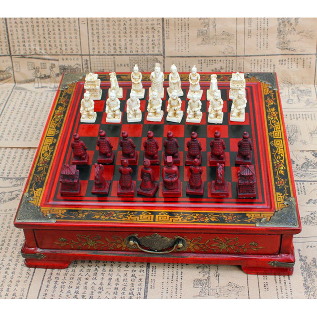 Vintage Collectible Board Games - Zestaw do chińskich szachów z żywicy,