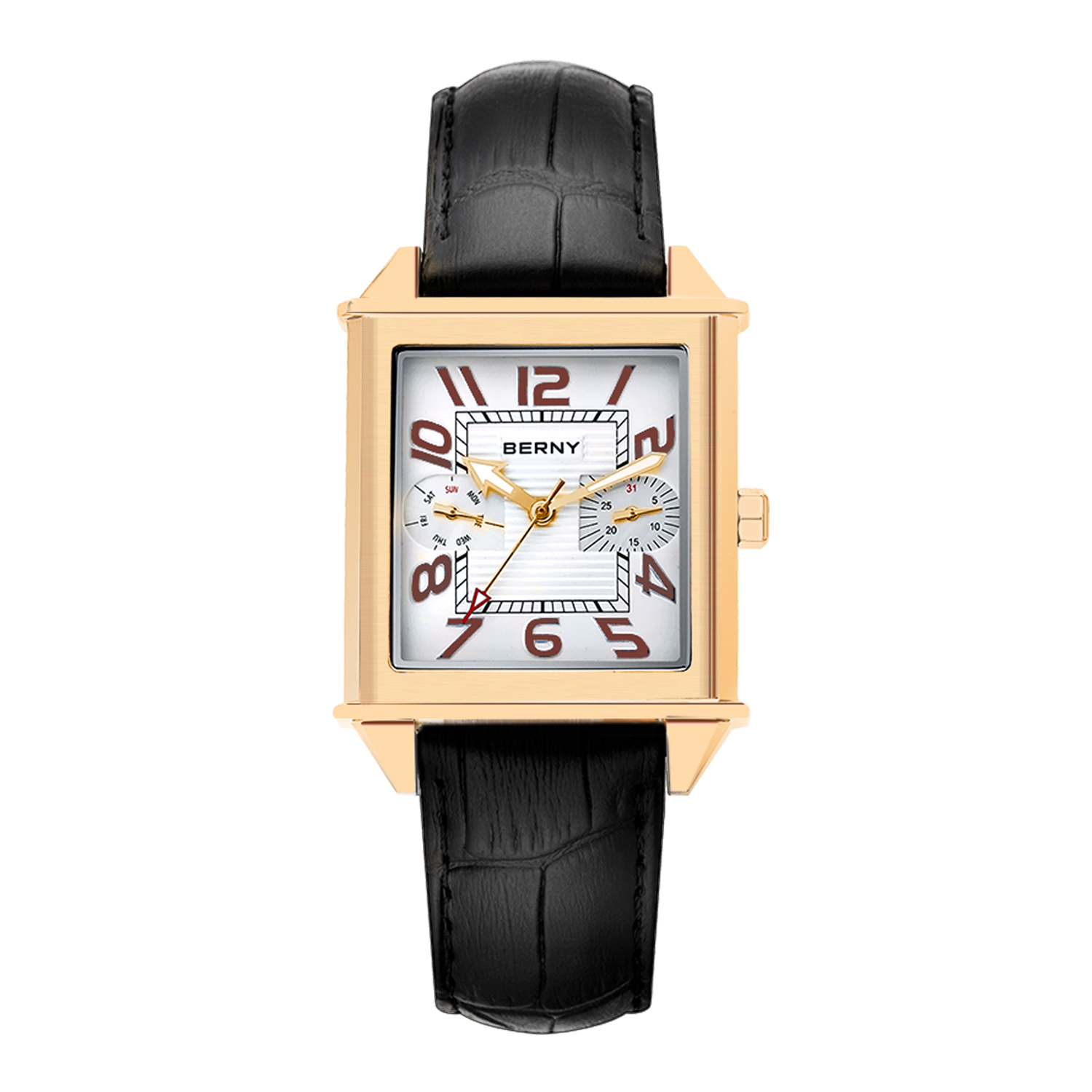 Vintage Collectible Watches - Zegarek kwarcowy BERNY 6P25 dla mężczyzn,
