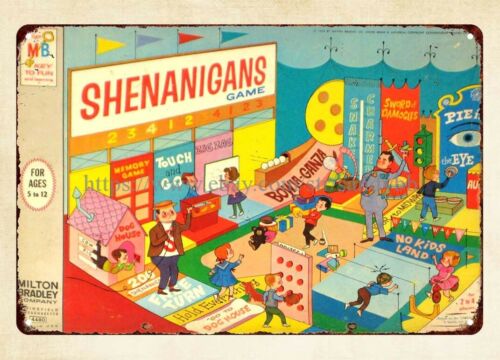 Vintage Collectible Board Games - Gra planszowa Shenanigans 1964, metalowy znak