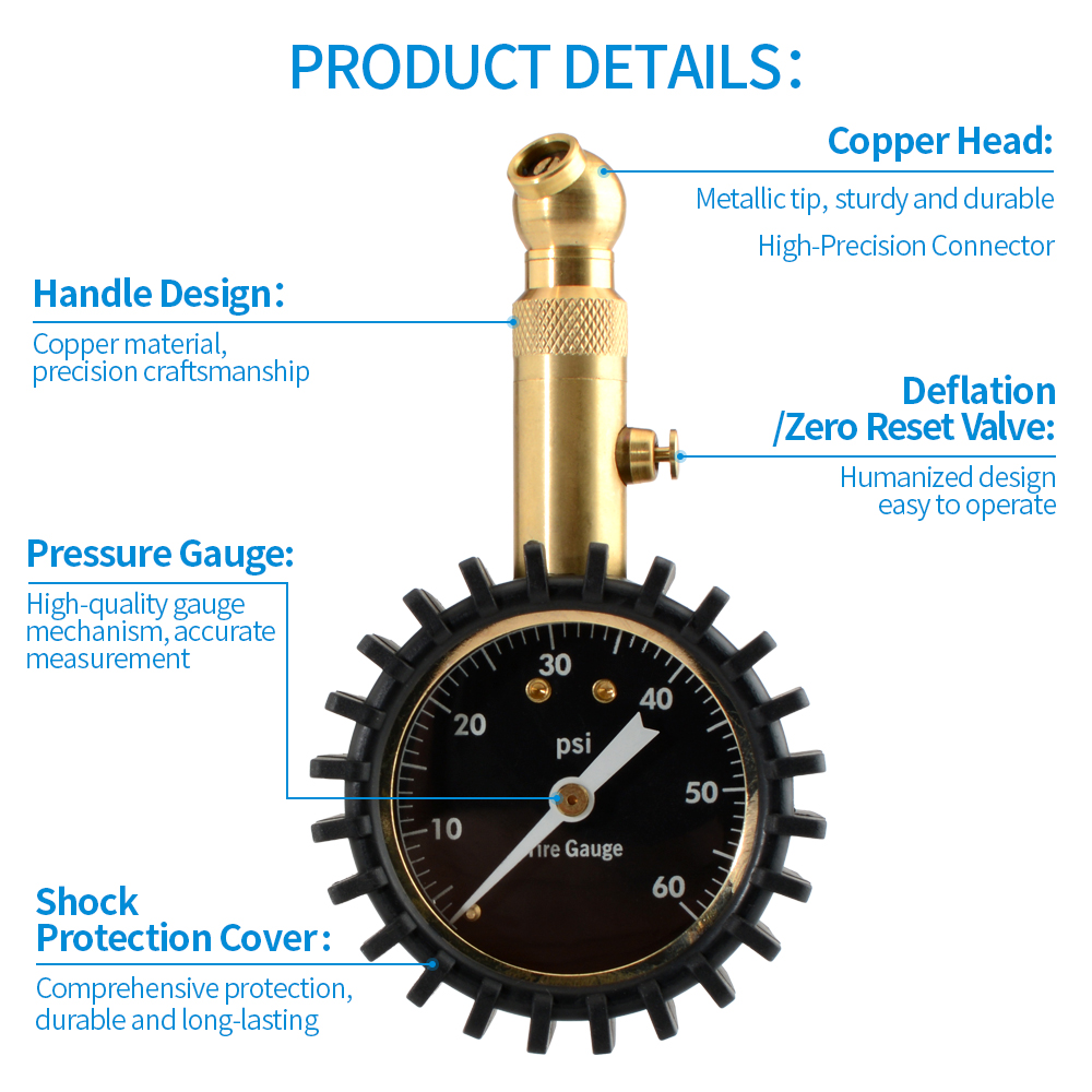 Manometr do opon 0-60 PSI, 2-c – Analog Meter Gauge recenzja i cena